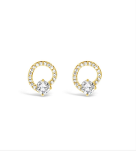 Yellow Gold Plated Open Circle Stud Earrings