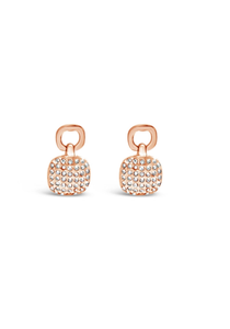 Rose Gold Plated Square Crystal Drop Earrings