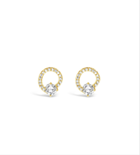Load image into Gallery viewer, Yellow Gold Plated Open Circle Stud Earrings

