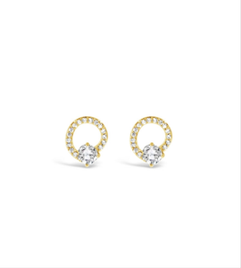 Yellow Gold Plated Open Circle Stud Earrings