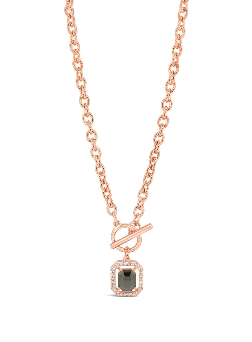 Rose Gold Plated Black Cluster Pendant And T-Bar