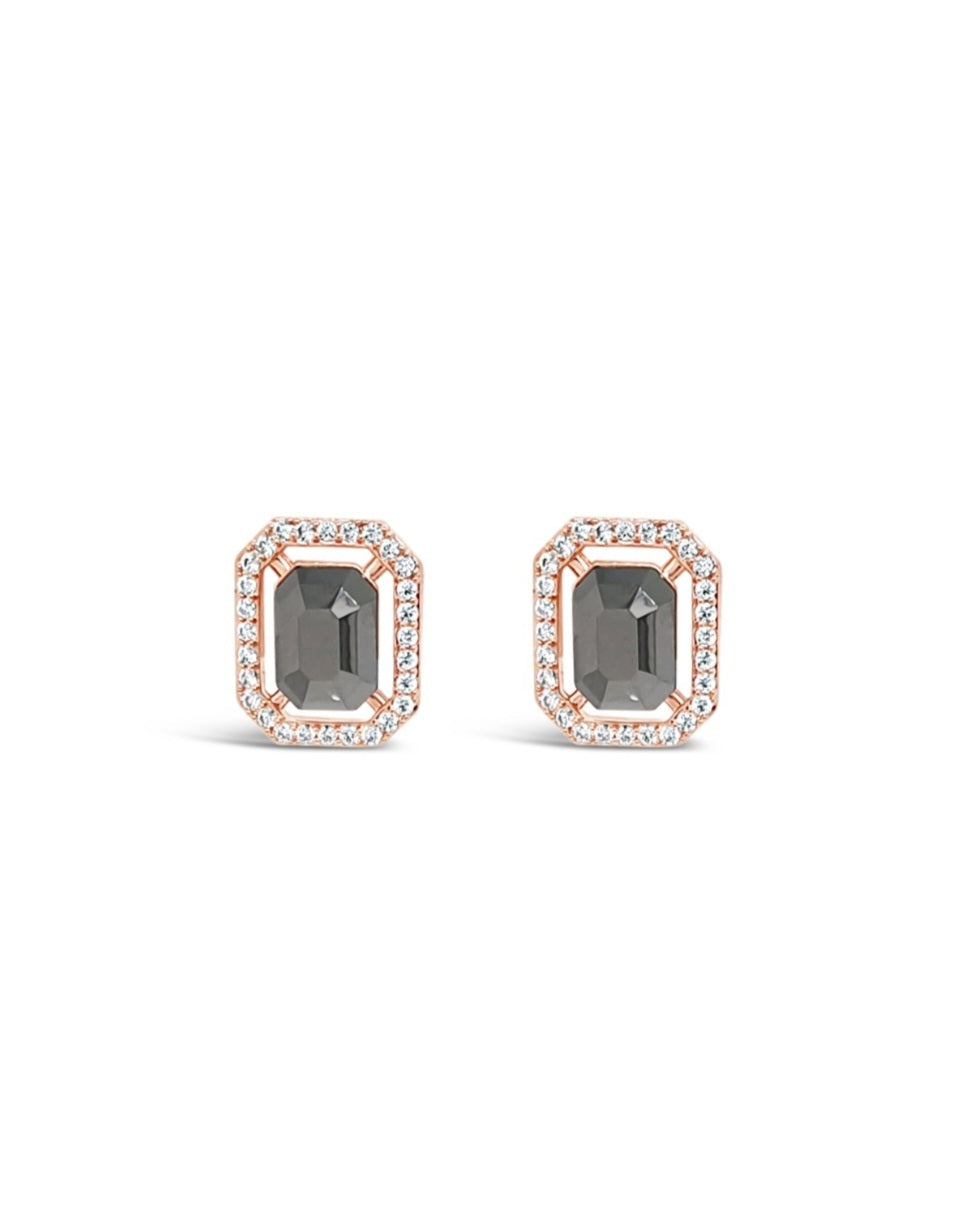 Rose Gold Plated Black Stone Studs