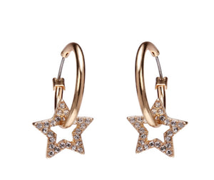 Yellow Gold Plated Star Hoop Earrings