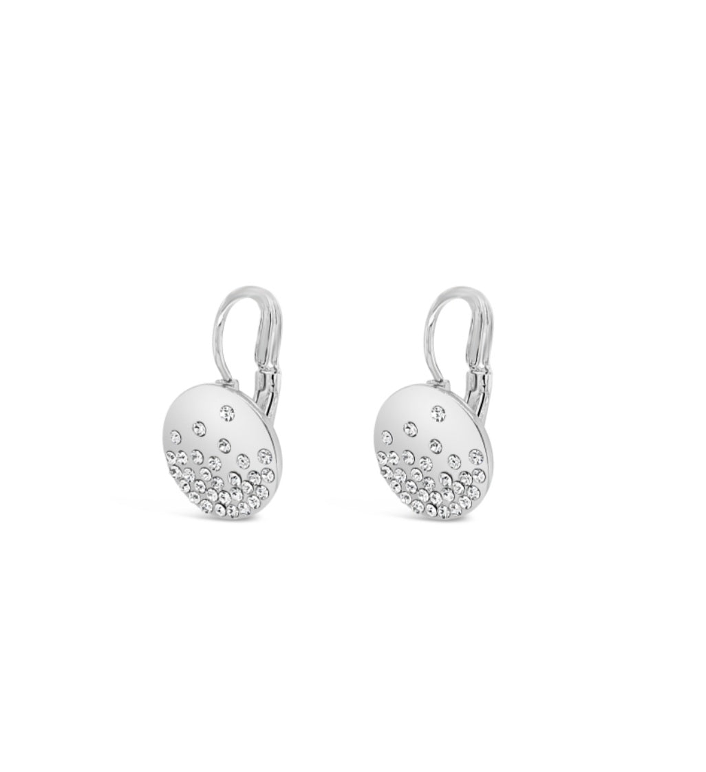 Rhodium Plated Round Crystal Drops
