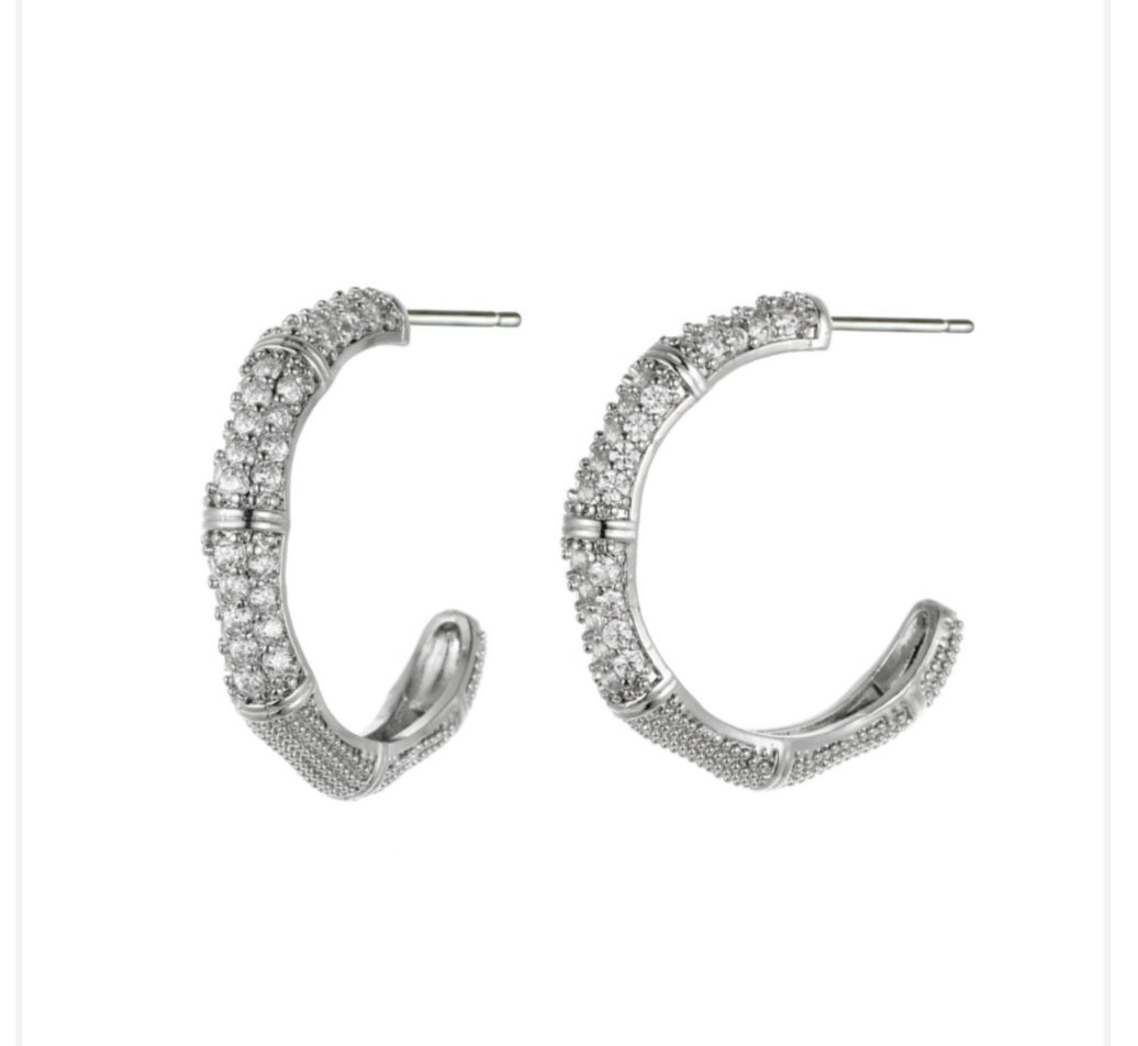 Half-Hoop Crystal Earrings