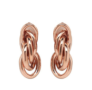 Rose Gold Plated Entwined Drop Earrings