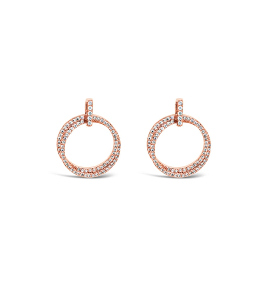 Rose Gold Plated Double Circle Earrings
