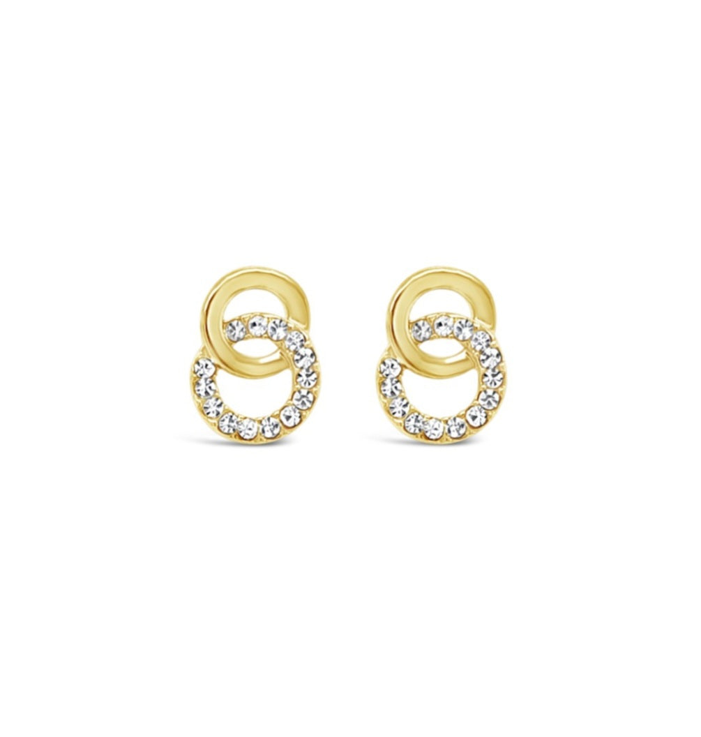 Yellow Gold Plated Crystal Entwined Studs