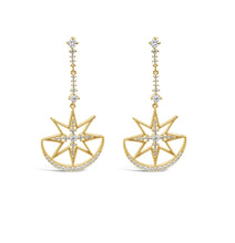 Load image into Gallery viewer, Yellow Gold Plated CZ Star Drop Earrings

