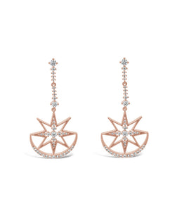 Rose Gold Plated CZ Star Drop Earrings