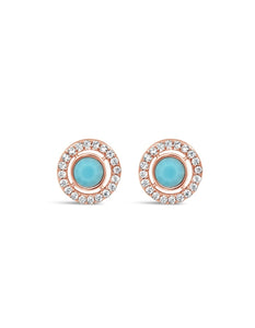 Turquoise Halo Stud Earrings