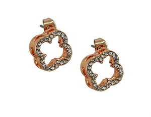 Rose Gold Plated Crystal Clover Studs