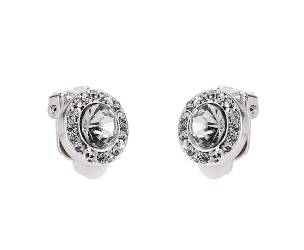 Clip-On Crystal Stud Earrings