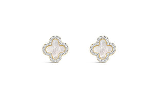 Mother-Of-Pearl Clover Studs