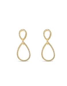 Yellow Gold-Plated Oval Crystal Drop Earrings