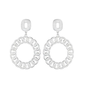 Silver Plated Statement Round Earrings