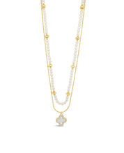 Load image into Gallery viewer, 2 Row Pearl And Clover Chain
