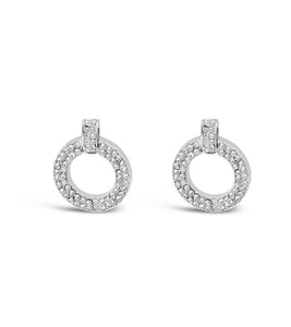 Rhodium-Plated Crystal Drop Earrings