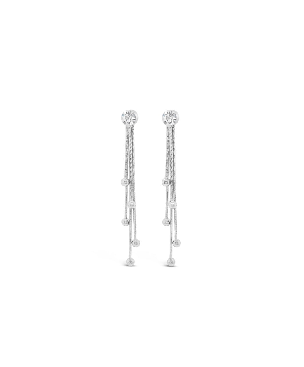 Multi-Chain Silver Drop Earrings