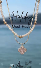 Load image into Gallery viewer, 2 Row Pearl And Clover Chain
