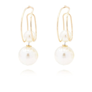 New Open Double Pearl Drop Earrings