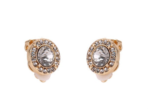 Clip-On Yellow Gold-Plated Crystal Earrings