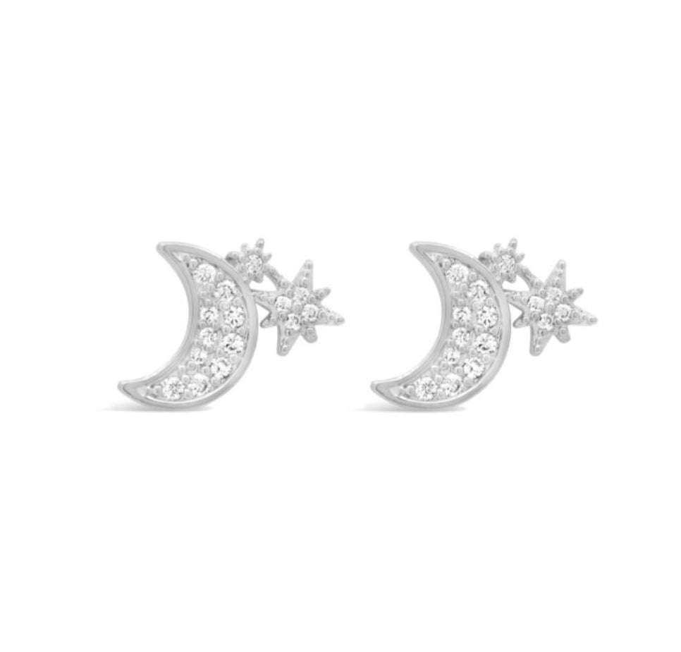 Crystal Moon And Star Studs
