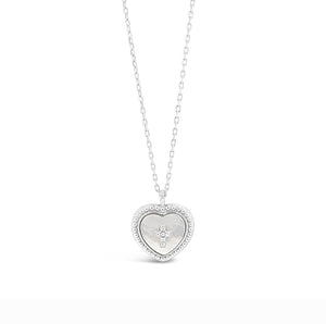 Sterling Silver Mother-Of-Pearl Heart Pendant And Chain