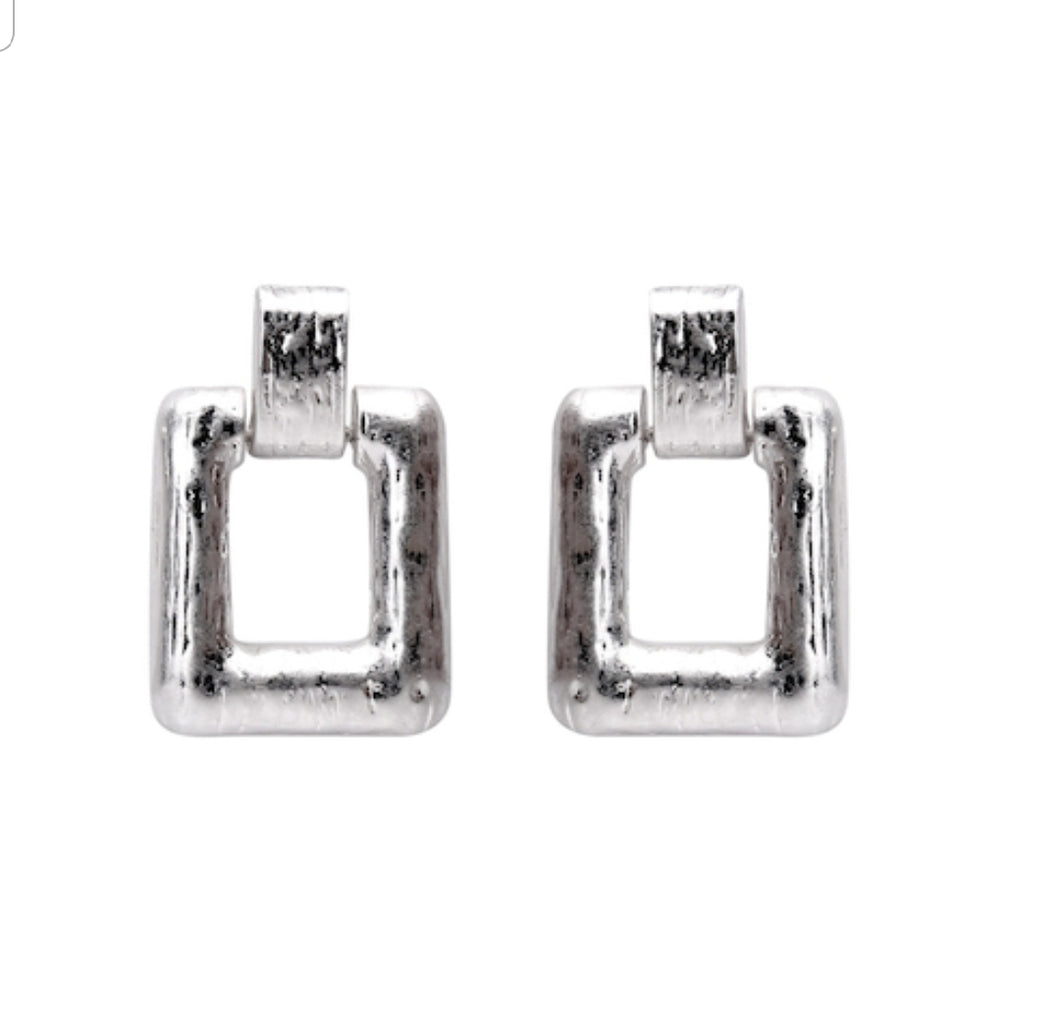 Silver Plated Rectangular Drop Earrings