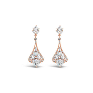 Rose Gold Plated Filigree Clear Crystal Drops