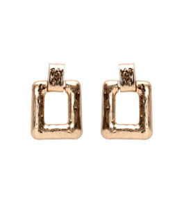 Rectangular Statement Yellow Gold Plated Earrings