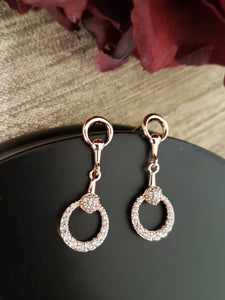 Rose Gold Plated Open Crystal Drop Earrings
