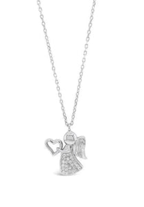 Sterling Silver Angel & Heart Pendant And Chain