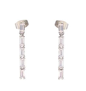 Clear crystal bar drop earrings