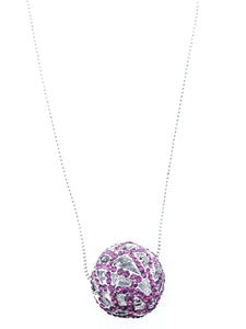 Pink Crystal Ball Pendant And Chain