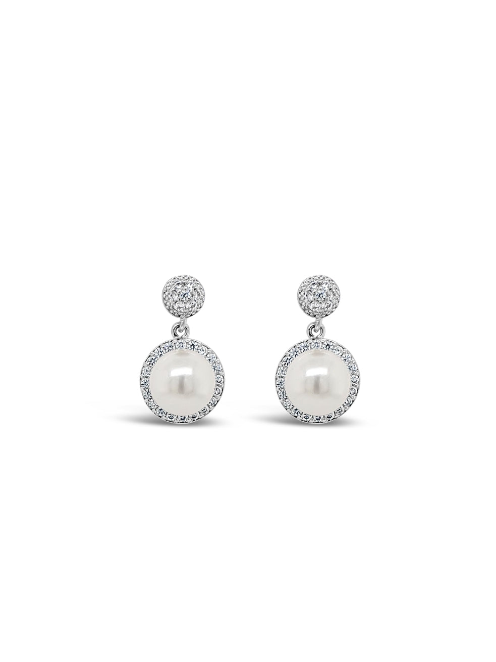 Silver Plated Pearl and Crystal Drop Earrings