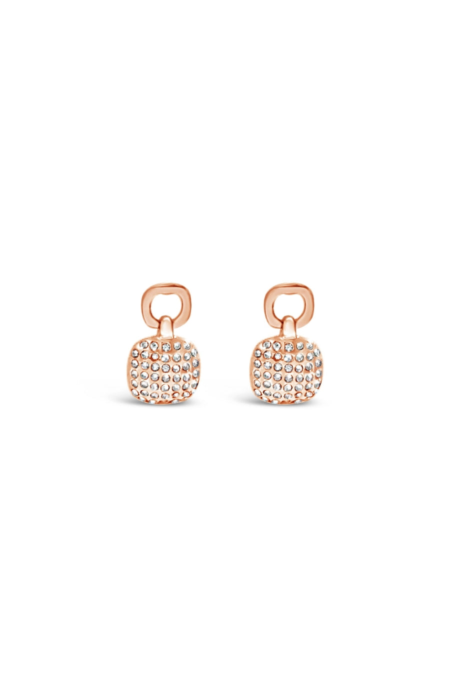 Rose Gold Plated Square Crystal Drop Earrings