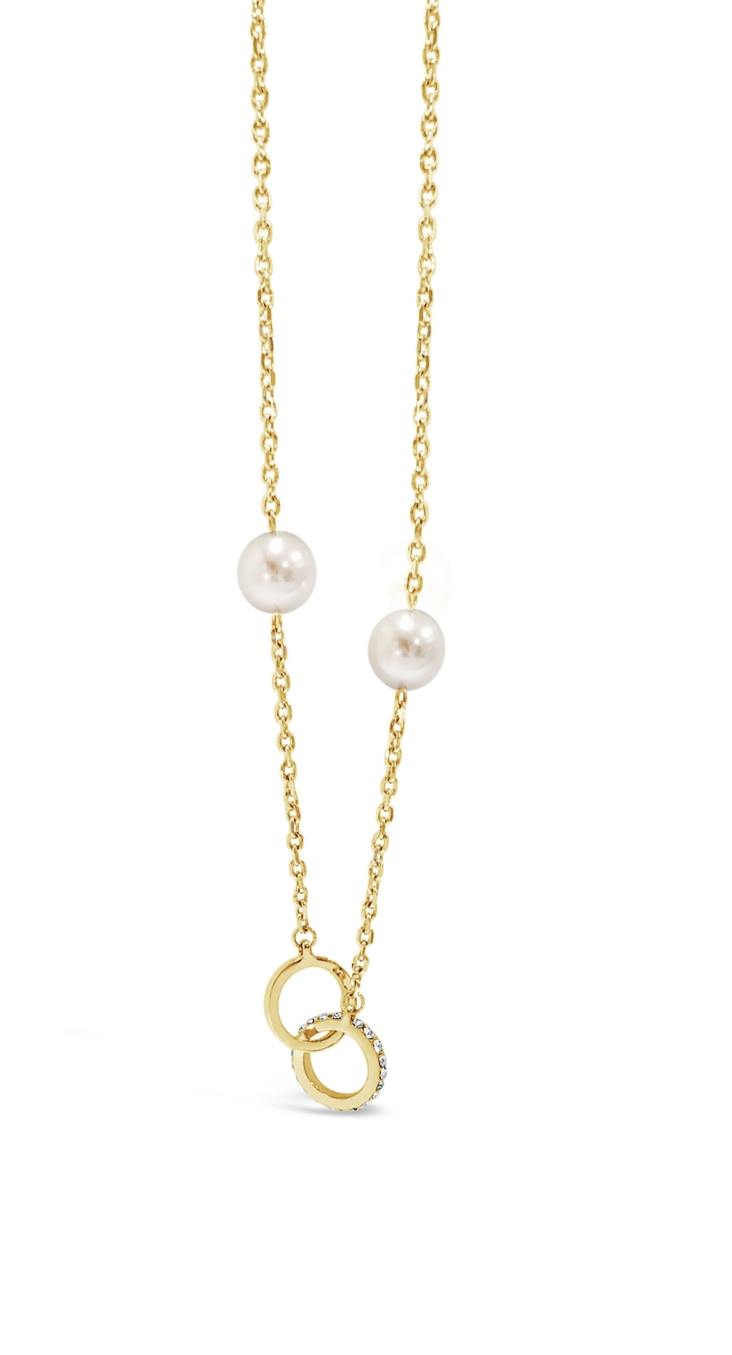 Pearl 'Friendship' Necklace In Yellow Gold Plated Finish
