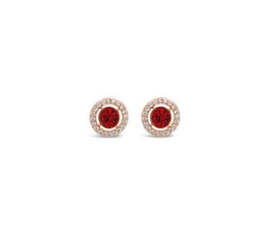 Rose Gold Plated Red Stone Stud Earrings