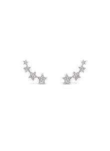 Star 'Climber' Rhodium-Plated Earrings