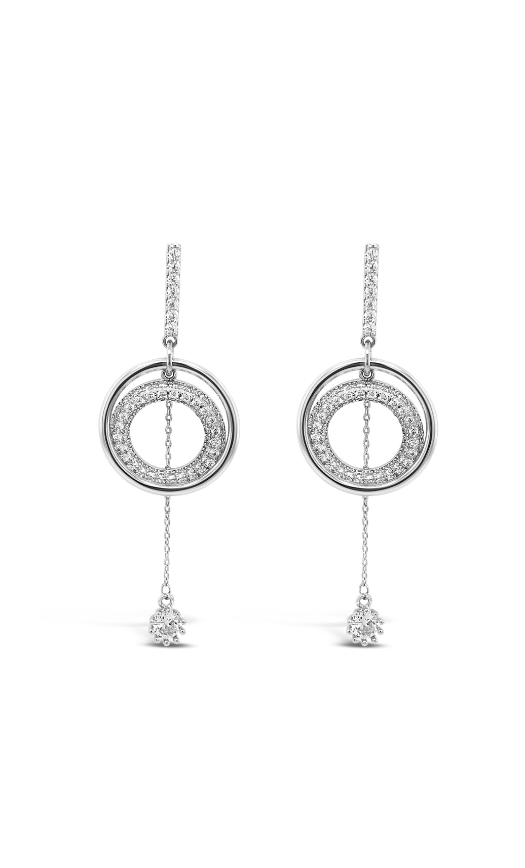 Silver/Rhodium-Plated Crystal Drop Earrings