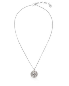 Silver-Plated Domed Crystal Pendant & Chain