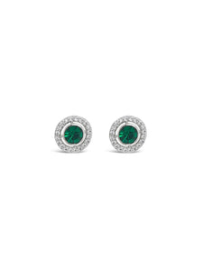 Green & Clear Crystal 'Halo' Stud Earrings