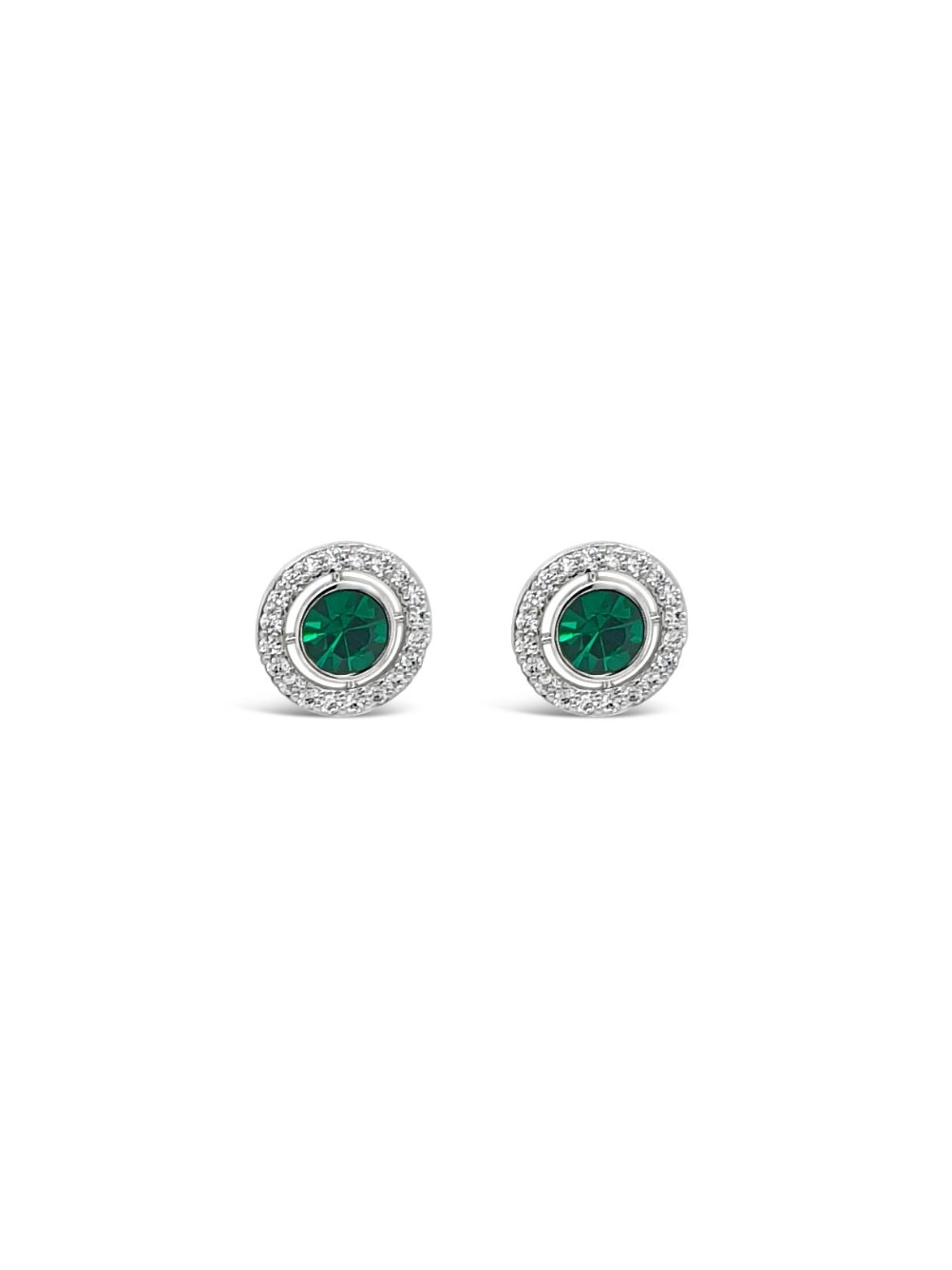 Green & Clear Crystal 'Halo' Stud Earrings