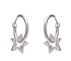Silver Plated Star Hoop Earrings