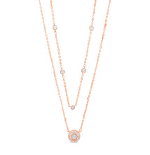 Load image into Gallery viewer, Rose Gold-Plated Opal And Crystal 2-Row necklace
