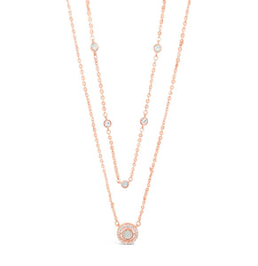 Rose Gold-Plated Opal And Crystal 2-Row necklace