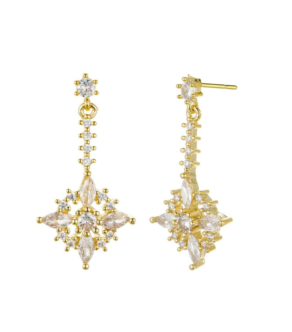 Gold Plated Crystal Drop Earrings