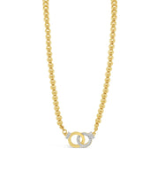 Load image into Gallery viewer, New Yellow Gold Plated Beaded Necklace With Entwined Rings
