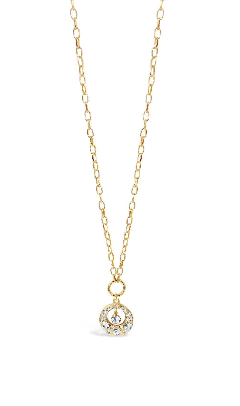 Yellow Gold Plated Crystal Pendant & Chain